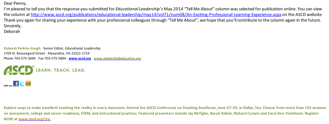 ASCD publication notice May 2014