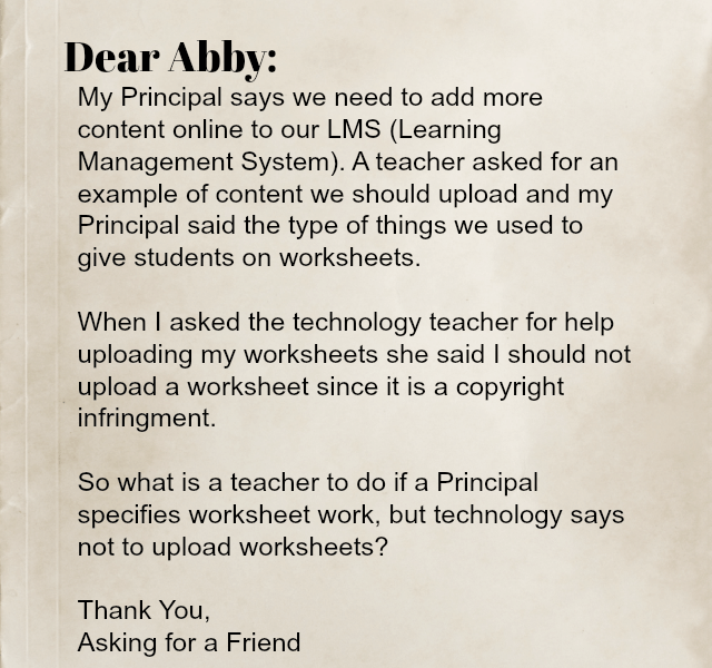 Dear Abby convert worksheet to online content
