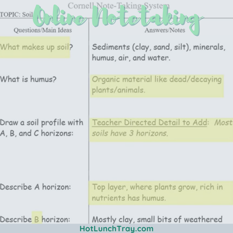 Taking Notes Online - Hot Lunch Tray